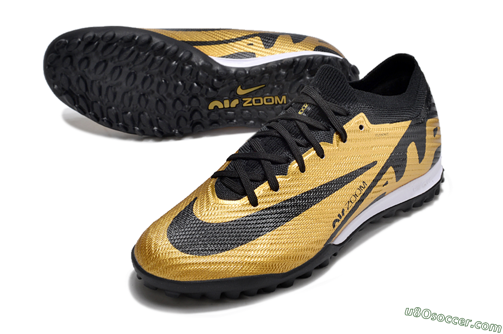 Nike Air Zoom Mercurial Vapor 15 Elite TF Artificial Turf Soccer Shoes - Gold/Black/White 3