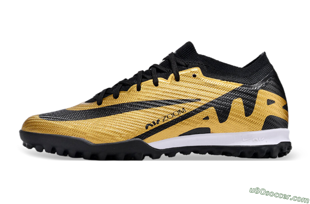 Nike Air Zoom Mercurial Vapor 15 Elite TF Artificial Turf Soccer Shoes - Gold/Black/White 2