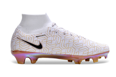 Nike Air Zoom Mercurial Superfly 9 Elite FG Firm Ground Soccer Cleats - White/Black/Gold
