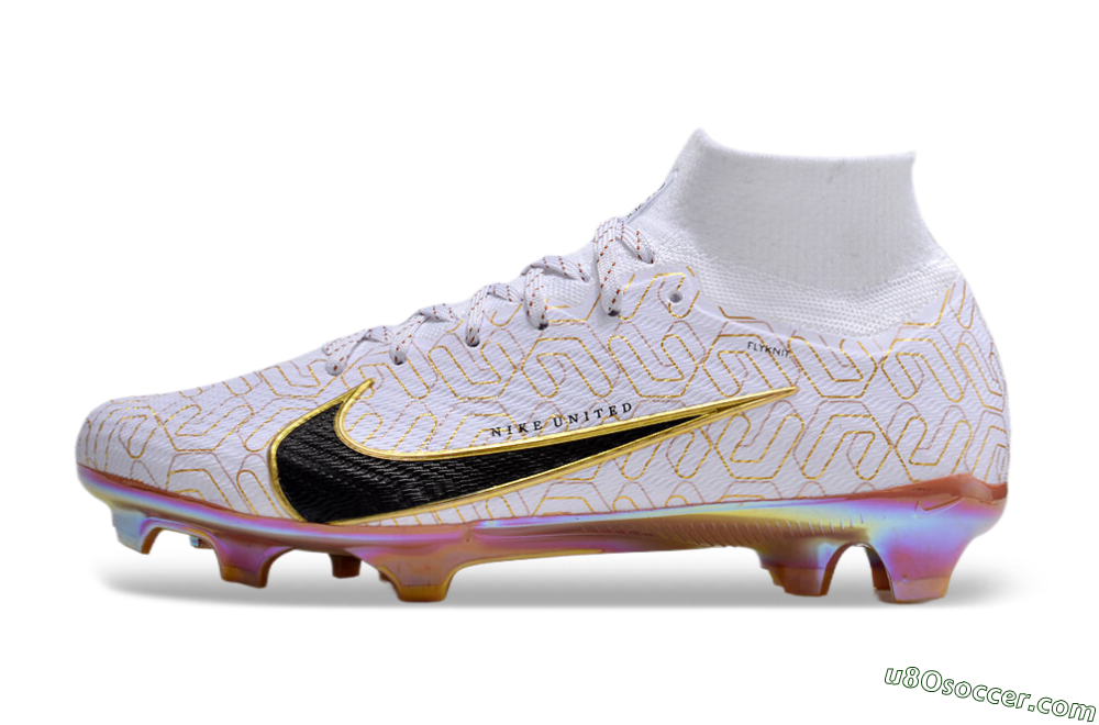 Nike Air Zoom Mercurial Superfly 9 Elite FG Firm Ground Soccer Cleats - White/Black/Gold 2