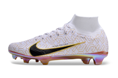 Nike Air Zoom Mercurial Superfly 9 Elite FG Firm Ground Soccer Cleats - White/Black/Gold