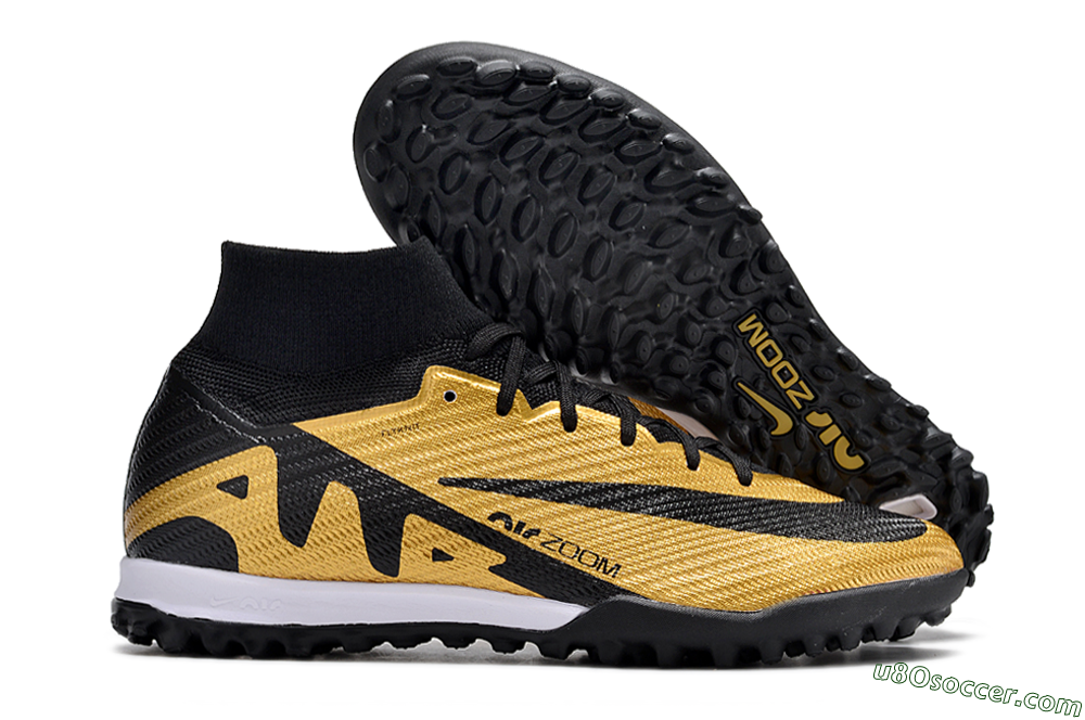 Nike Air Zoom Mercurial Superfly 9 Elite TF Artificial Turf Soccer Shoes - Gold/Black/White 1