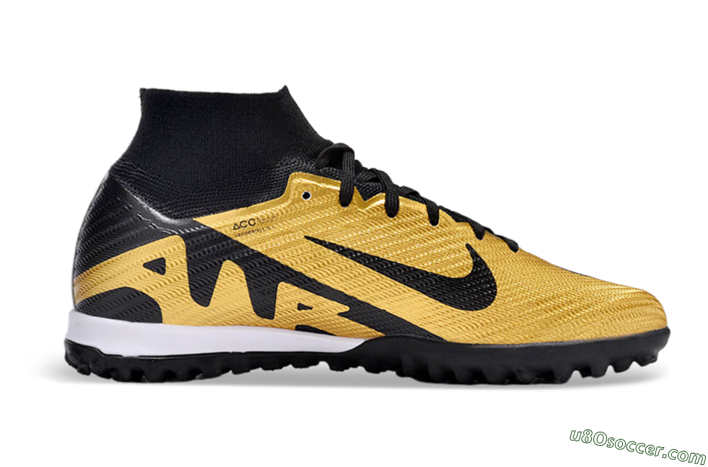 Nike Air Zoom Mercurial Superfly 9 Elite TF Artificial Turf Soccer Shoes - Gold/Black/White 4