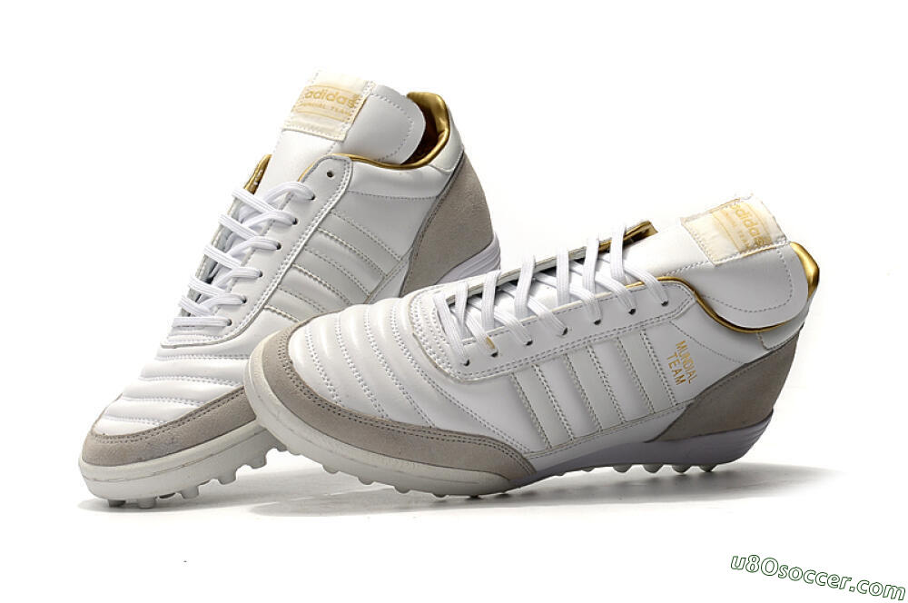 Adidas Copa Mundial Team Modern Craft TF Artificial Turf Soccer Shoes - White/Gold/Grey 6