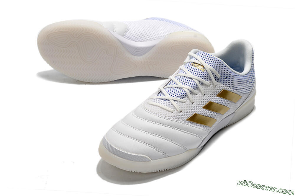 Adidas Copa Tango 20.1 IC Indoor & Futsal Soccer Shoes - White/Gold/Blue 3