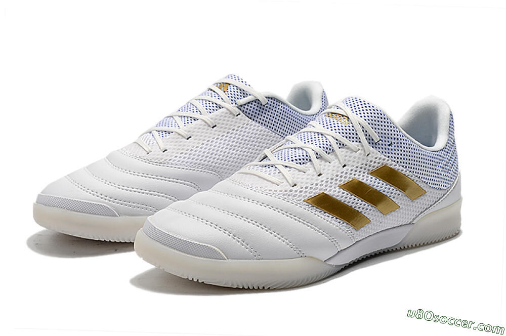 Adidas Copa Tango 20.1 IC Indoor & Futsal Soccer Shoes - White/Gold/Blue 5