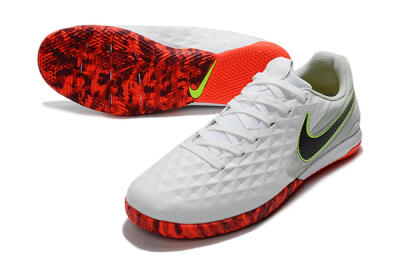 NIke Tiempo Lunar Legend 8 Pro IC Indoor & Futsal Soccer Shoes - White/Black/Yellow/Red