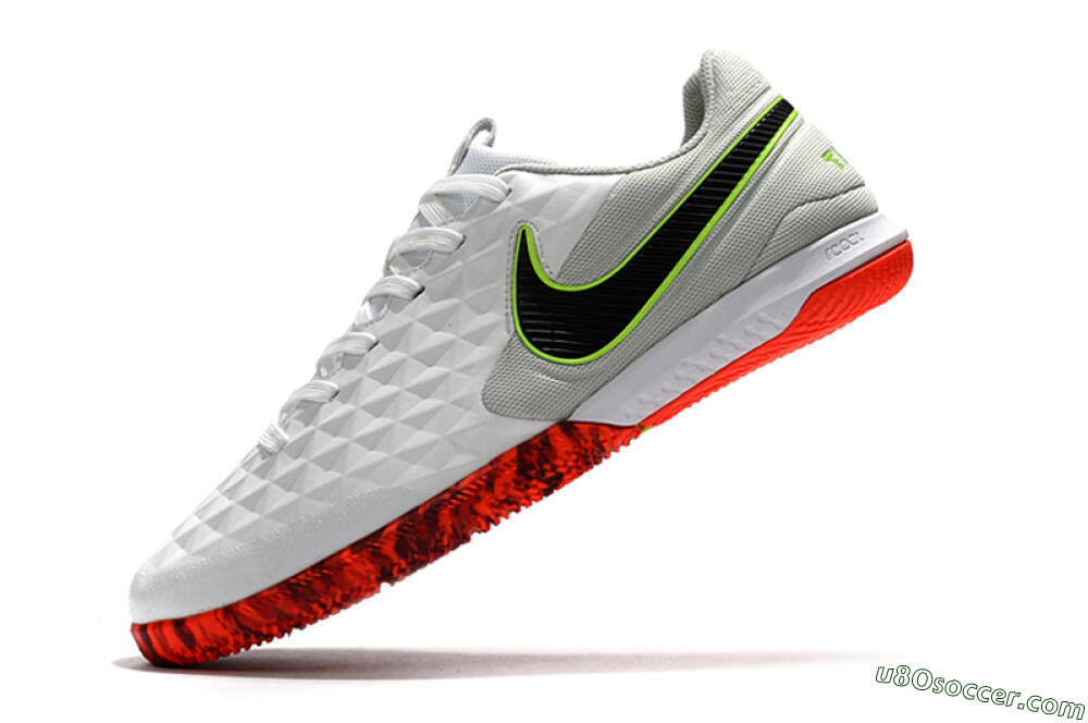 NIke Tiempo Lunar Legend 8 Pro IC Indoor & Futsal Soccer Shoes - White/Black/Yellow/Red 5