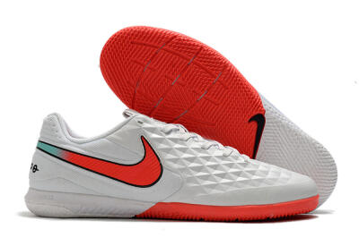 NIke Tiempo Lunar Legend 8 Pro IC Indoor & Futsal Soccer Shoes - White/Red/Jade