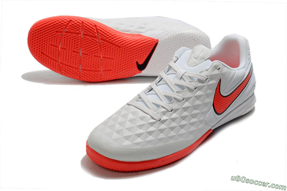 NIke Tiempo Lunar Legend 8 Pro IC Indoor & Futsal Soccer Shoes - White/Red/Jade 3