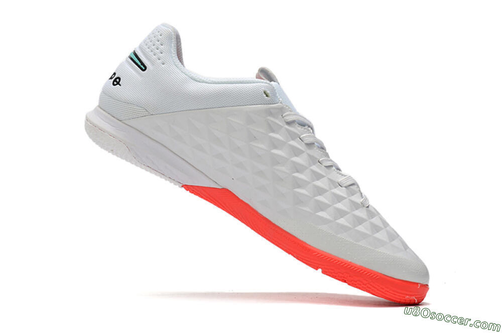 NIke Tiempo Lunar Legend 8 Pro IC Indoor & Futsal Soccer Shoes - White/Red/Jade 4