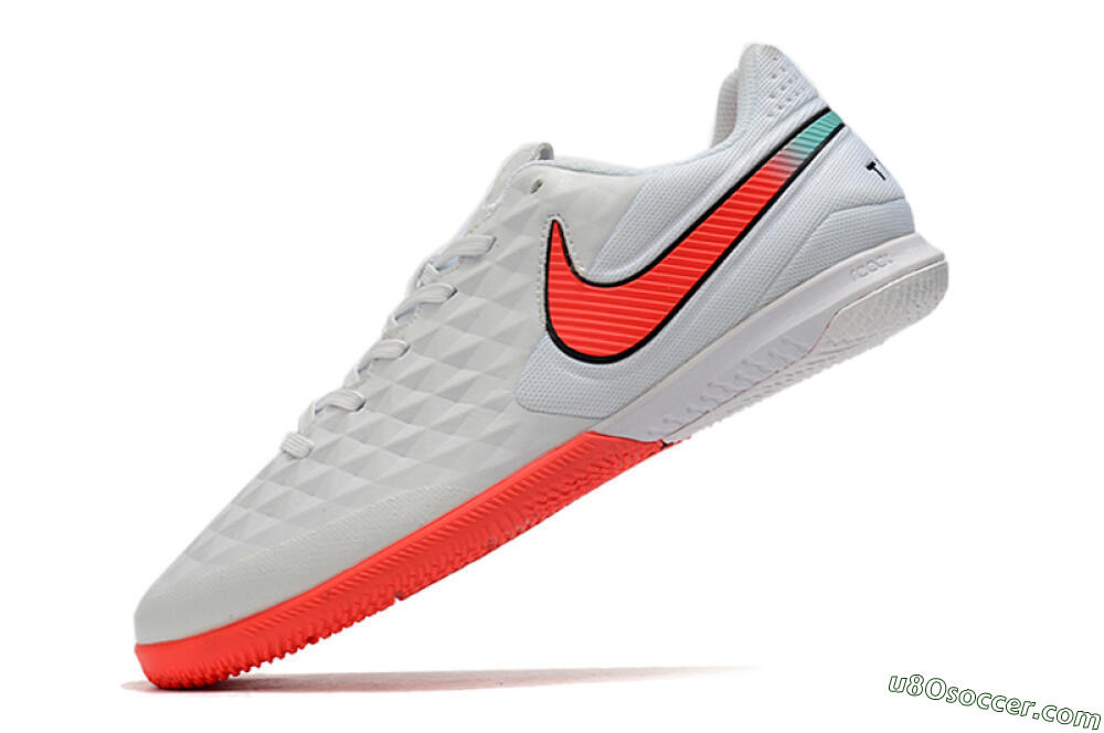 NIke Tiempo Lunar Legend 8 Pro IC Indoor & Futsal Soccer Shoes - White/Red/Jade 5