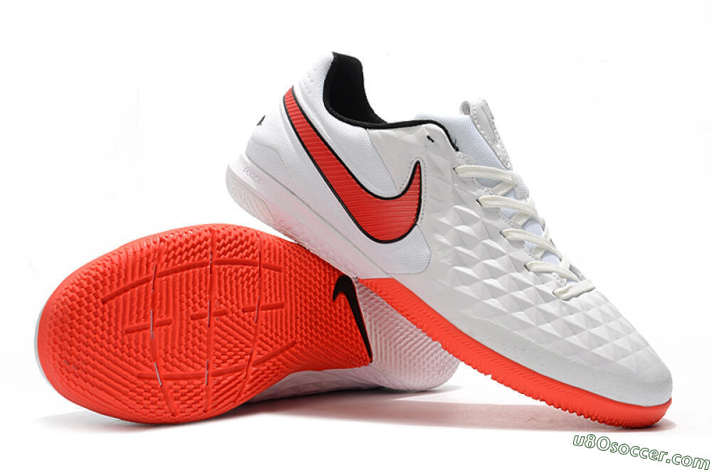 NIke Tiempo Lunar Legend 8 Pro IC Indoor & Futsal Soccer Shoes - White/Red/Black 4