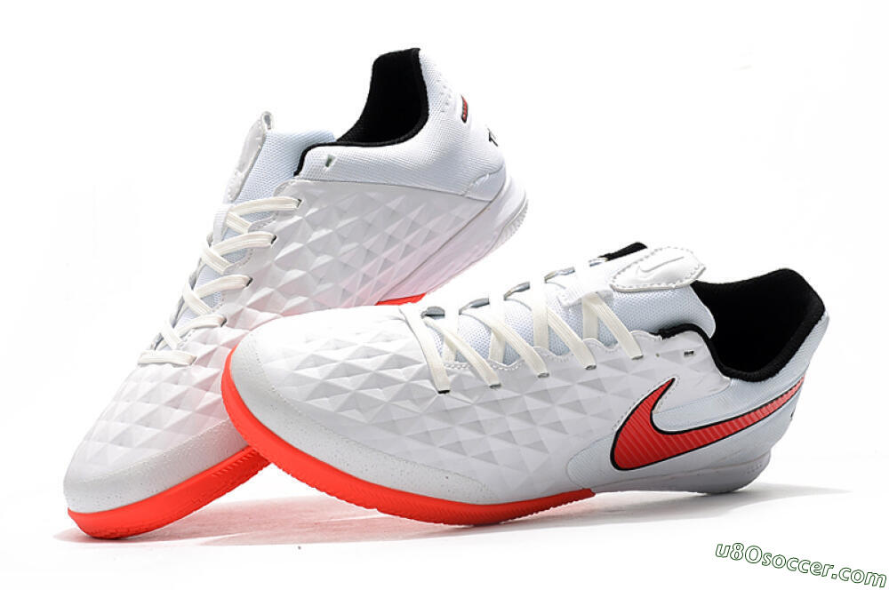 NIke Tiempo Lunar Legend 8 Pro IC Indoor & Futsal Soccer Shoes - White/Red/Black 6