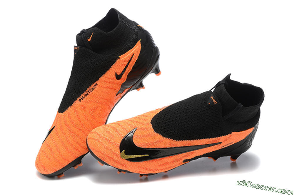 Nike Phantom GX DF Elite FG Firm Ground Soccer Cleats - Orange/Black/Gold 6