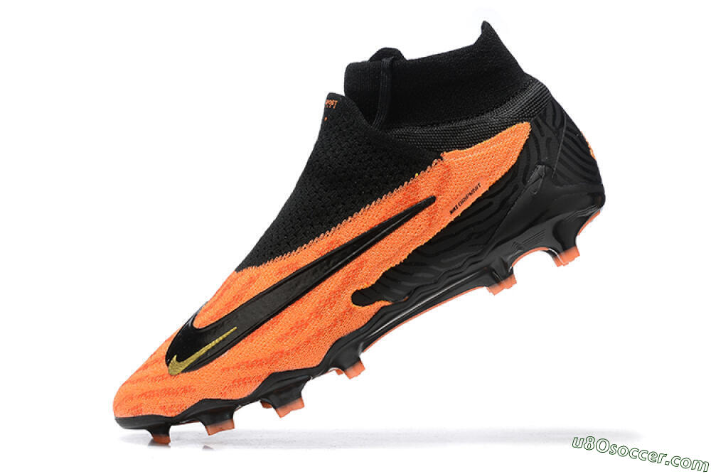 Nike Phantom GX DF Elite FG Firm Ground Soccer Cleats - Orange/Black/Gold 8