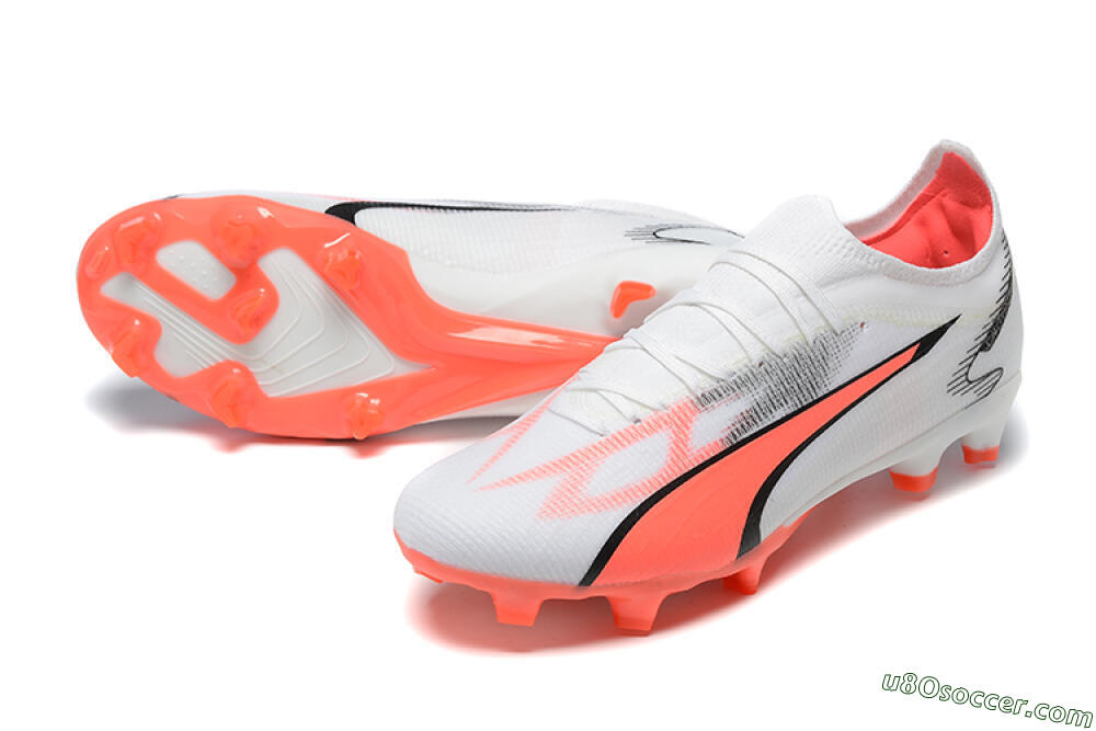 Puma Ultra Ultimate FG Firm Ground Soccer Cleats - White/Pink/Black 3