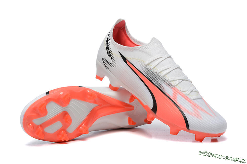 Puma Ultra Ultimate FG Firm Ground Soccer Cleats - White/Pink/Black 4