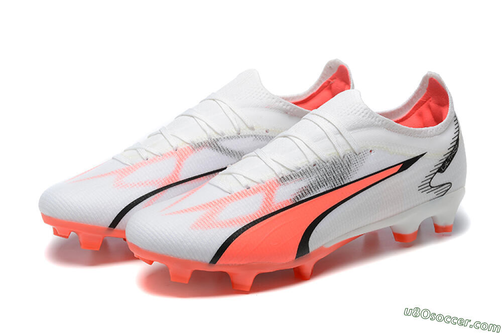 Puma Ultra Ultimate FG Firm Ground Soccer Cleats - White/Pink/Black 5