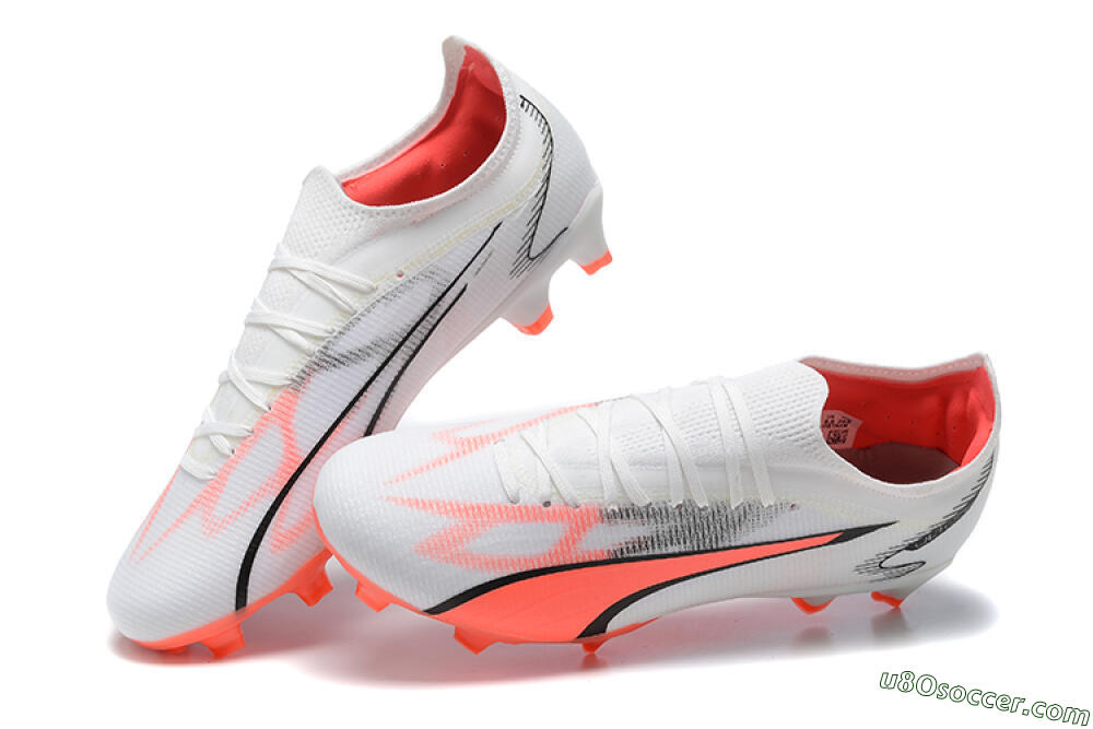 Puma Ultra Ultimate FG Firm Ground Soccer Cleats - White/Pink/Black 6
