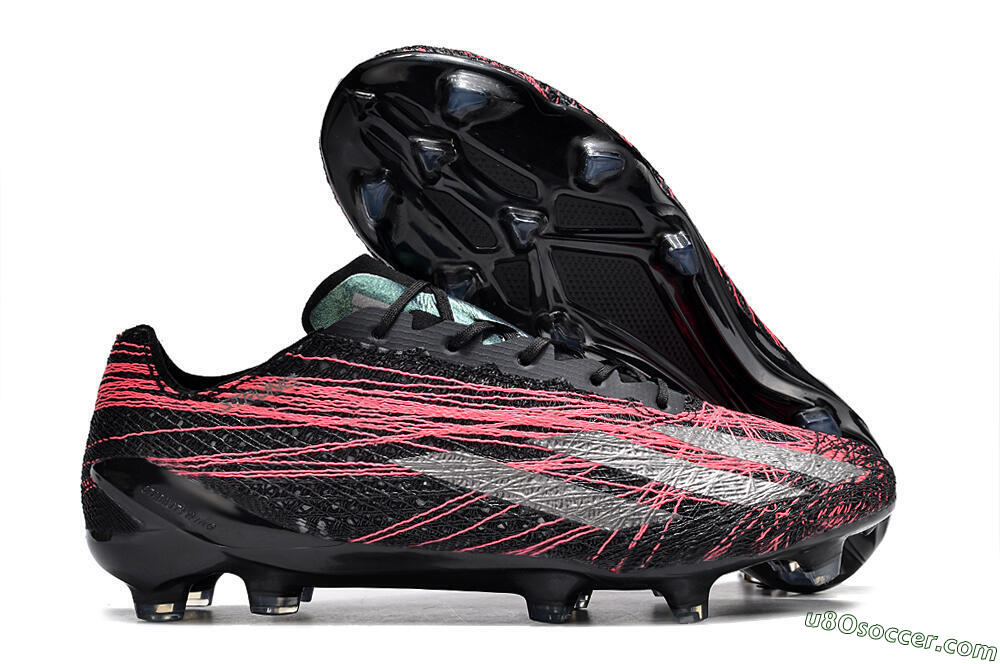 Adidas X Crazyfast Strung+ FG Firm Ground Soccer Cleats - Black/Silver/Pink 1
