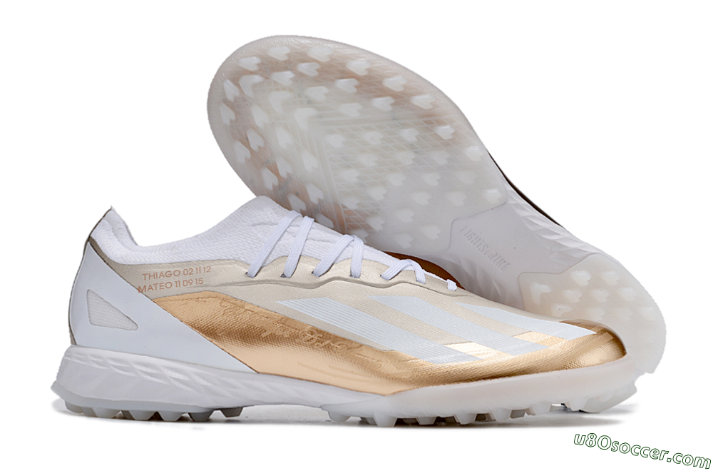 TF Artificial Turf Soccer Shoes - Gold & White Colorway