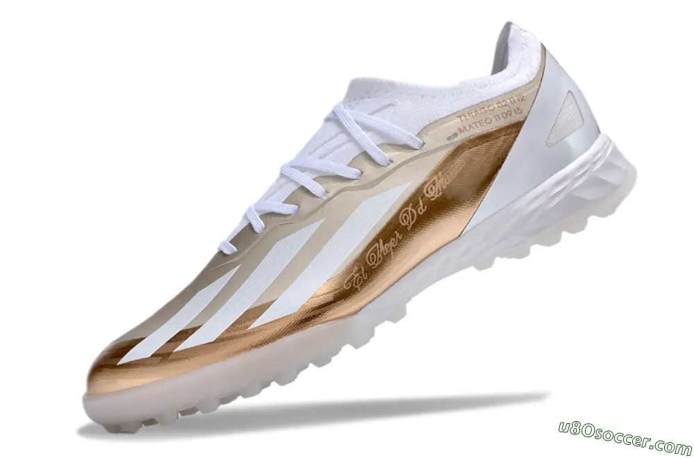 TF Artificial Turf Soccer Shoes - Gold & White Colorway