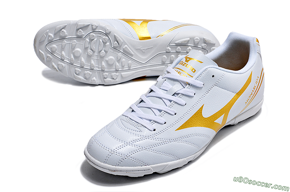 Mizuno Monarcida Neo Ckassic TF Artificial Turf Soccer Shoes - White/Gold 3