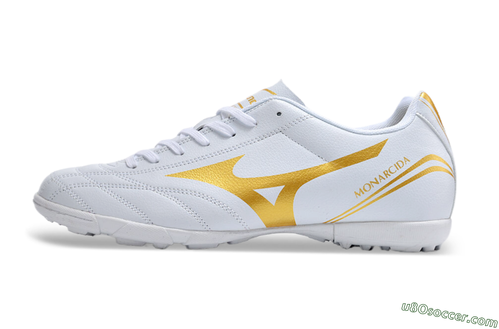Mizuno Monarcida Neo Ckassic TF Artificial Turf Soccer Shoes - White/Gold 2