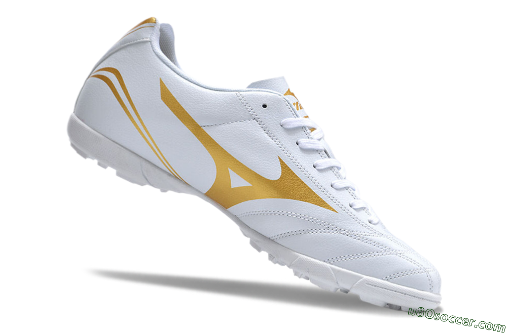 Mizuno Monarcida Neo Ckassic TF Artificial Turf Soccer Shoes - White/Gold 5