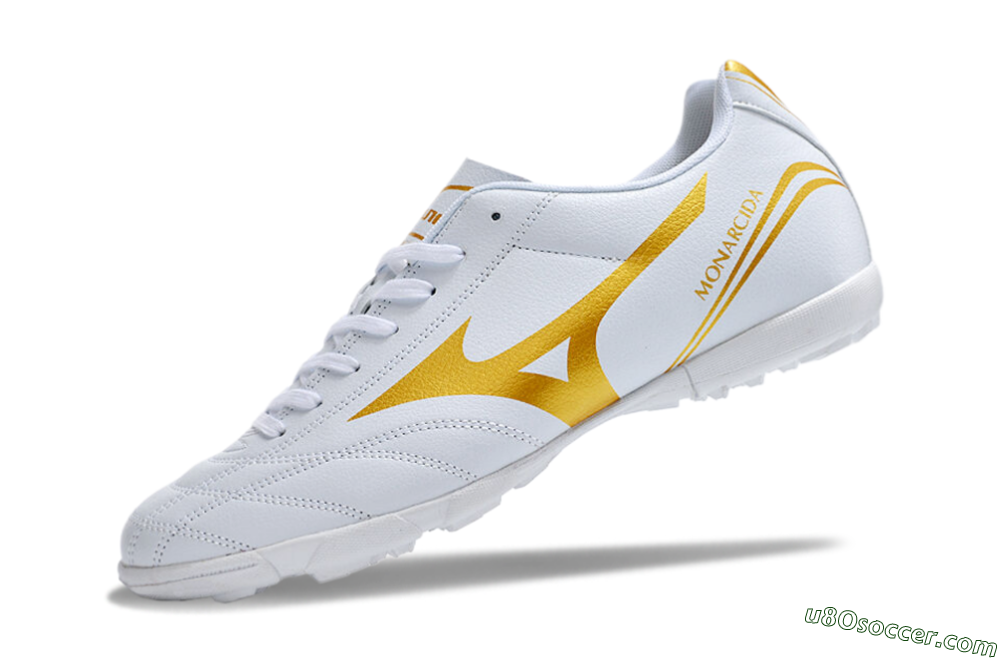Mizuno Monarcida Neo Ckassic TF Artificial Turf Soccer Shoes - White/Gold 6