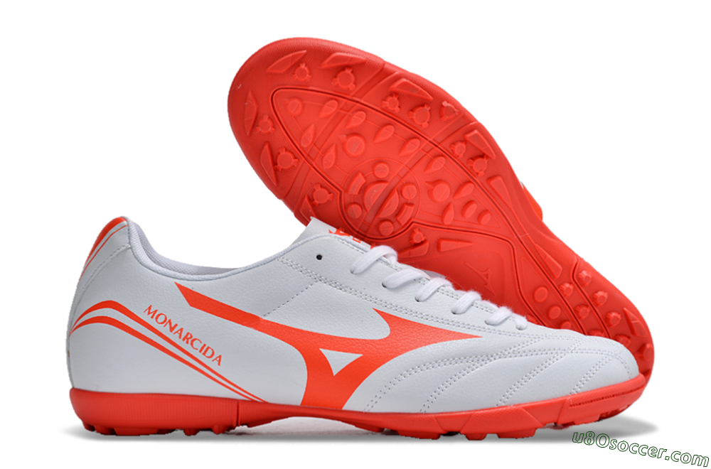 Mizuno Monarcida Neo Ckassic TF Artificial Turf Soccer Shoes - White/Red 1