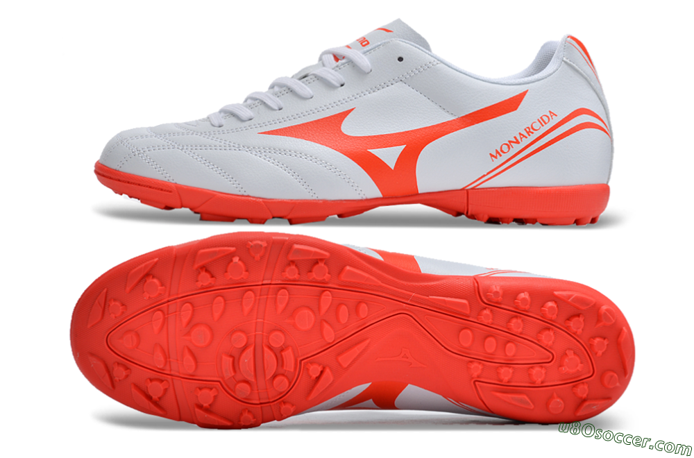 Mizuno Monarcida Neo Ckassic TF Artificial Turf Soccer Shoes - White/Red 0