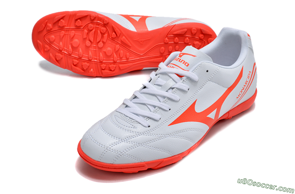 Mizuno Monarcida Neo Ckassic TF Artificial Turf Soccer Shoes - White/Red 3