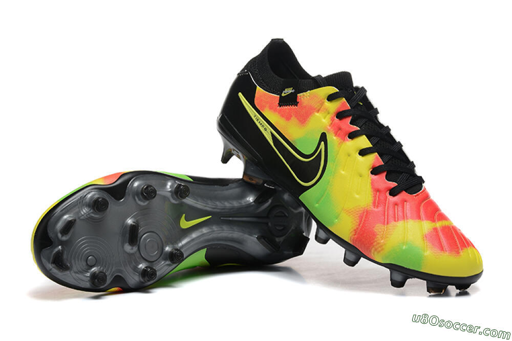Nike Tiempo Legend 10 Elite FG Firm Ground Soccer Cleats - Black/Rainbow 4