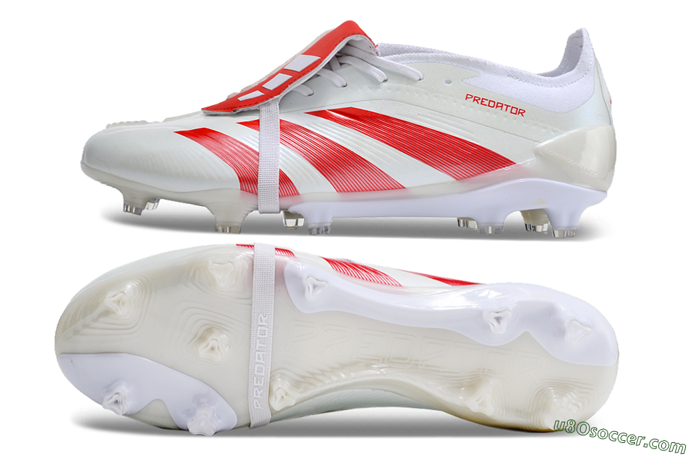 Adidas Predator Elite Foldover Tongue FG Firm Ground Soccer Cleats - Beige/Red/White 0