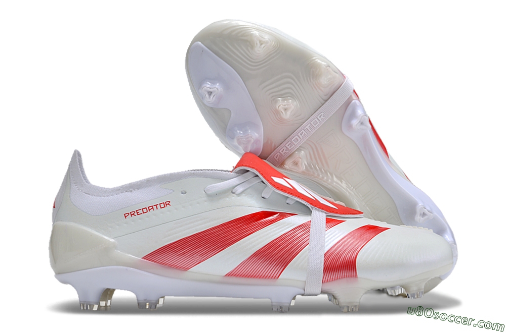 Adidas Predator Elite Foldover Tongue FG Firm Ground Soccer Cleats - Beige/Red/White 1