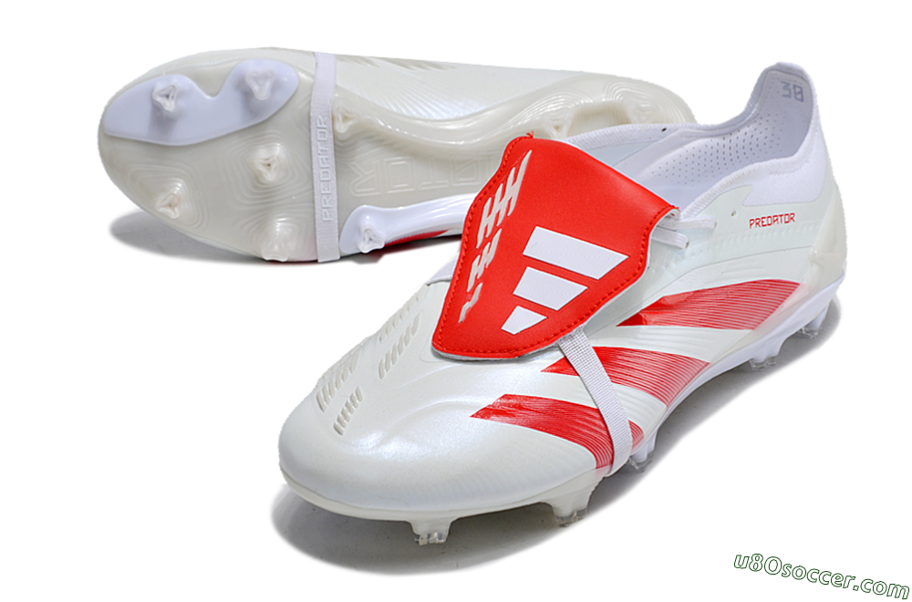 Adidas Predator Elite Foldover Tongue FG Firm Ground Soccer Cleats - Beige/Red/White 3