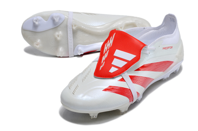 Adidas Predator Elite Foldover Tongue FG Firm Ground Soccer Cleats - Beige/Red/White