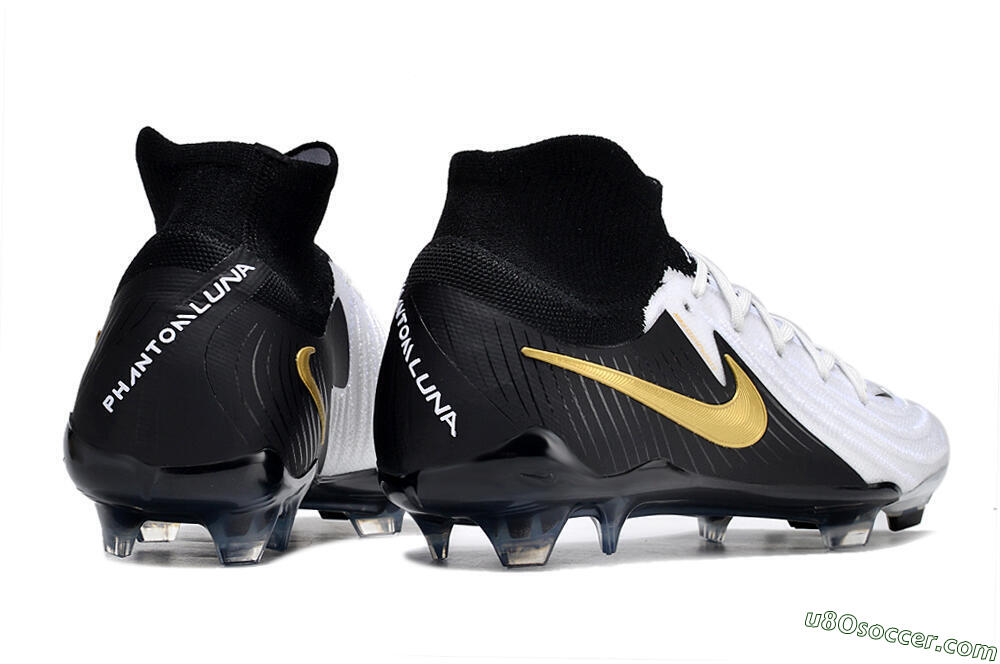 Nike Phantom Luna Elite NU FG Firm Ground Soccer Cleats - White/Black/Gold 6