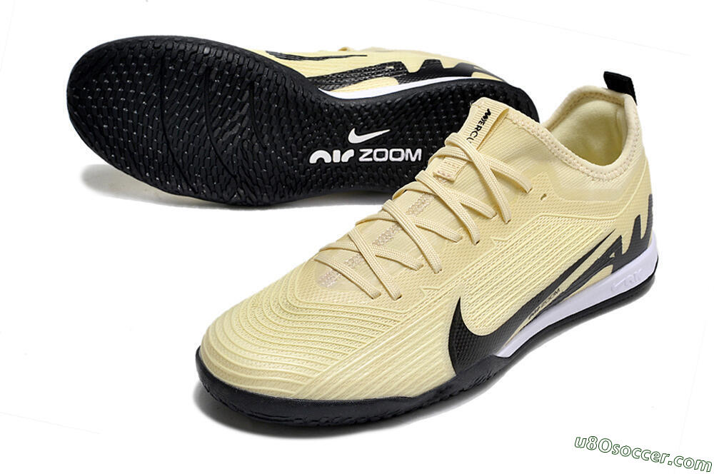Nike Air Zoom Mercurial Vapor 15 Pro IC Indoor & Futsal Soccer Shoes - Beige/Black/White 3