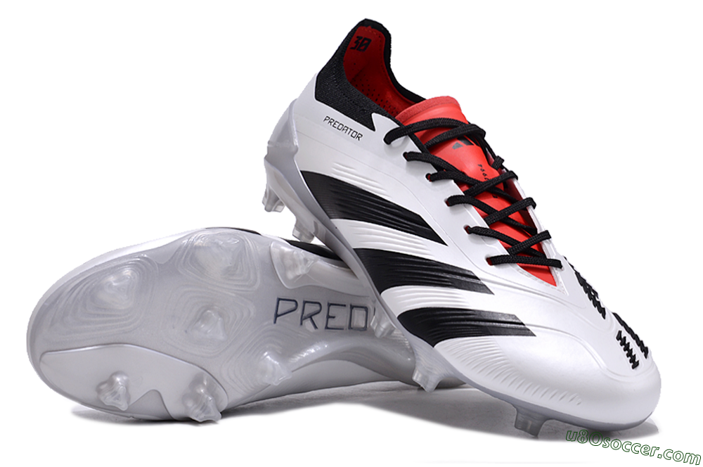 Adidas Predator Accuracy 2024 FG Firm Ground Soccer Cleats - White/Black/Red 3
