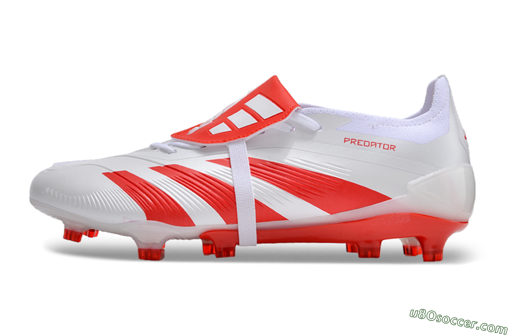 Adidas Predator Elite Foldover Tongue FG Firm Ground Soccer Cleats - White/Red 2