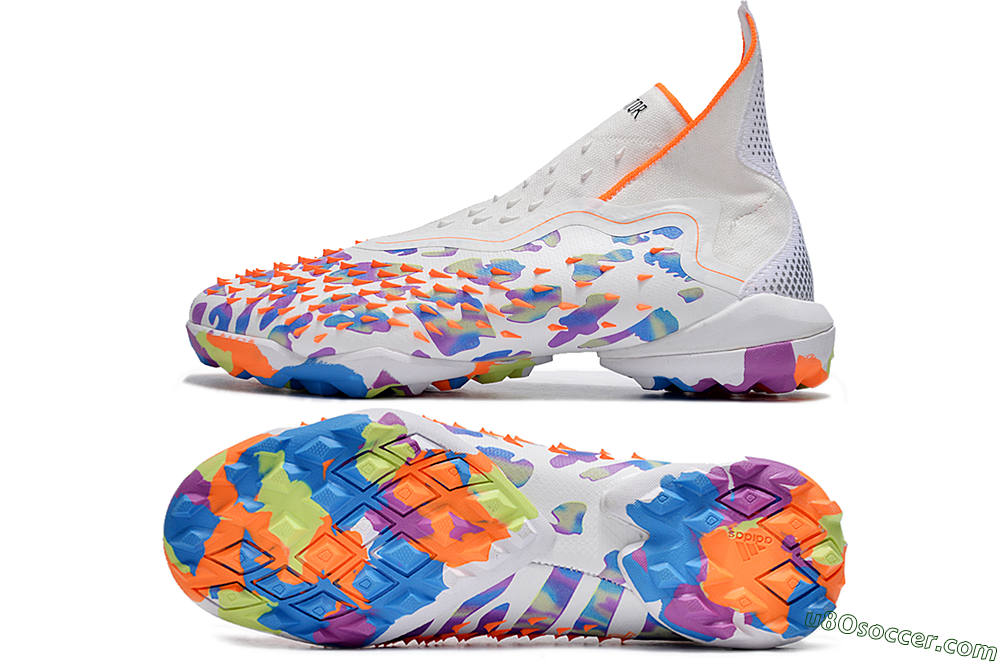 Adidas Predator Freak+ TF Artificial Turf Soccer Shoes - White/Orange/Blue/Purple 0