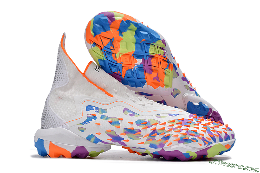Adidas Predator Freak+ TF Artificial Turf Soccer Shoes - White/Orange/Blue/Purple 1