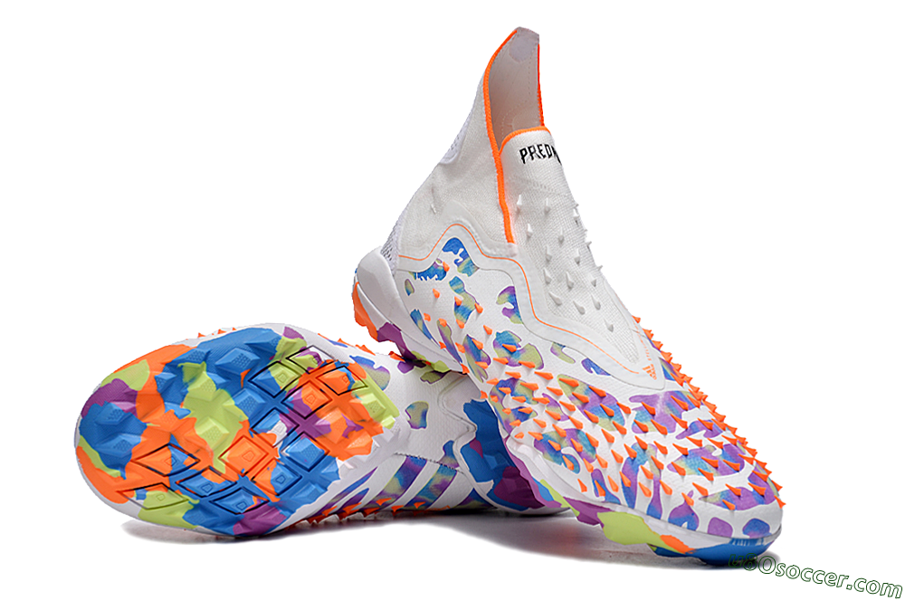 Adidas Predator Freak+ TF Artificial Turf Soccer Shoes - White/Orange/Blue/Purple 3