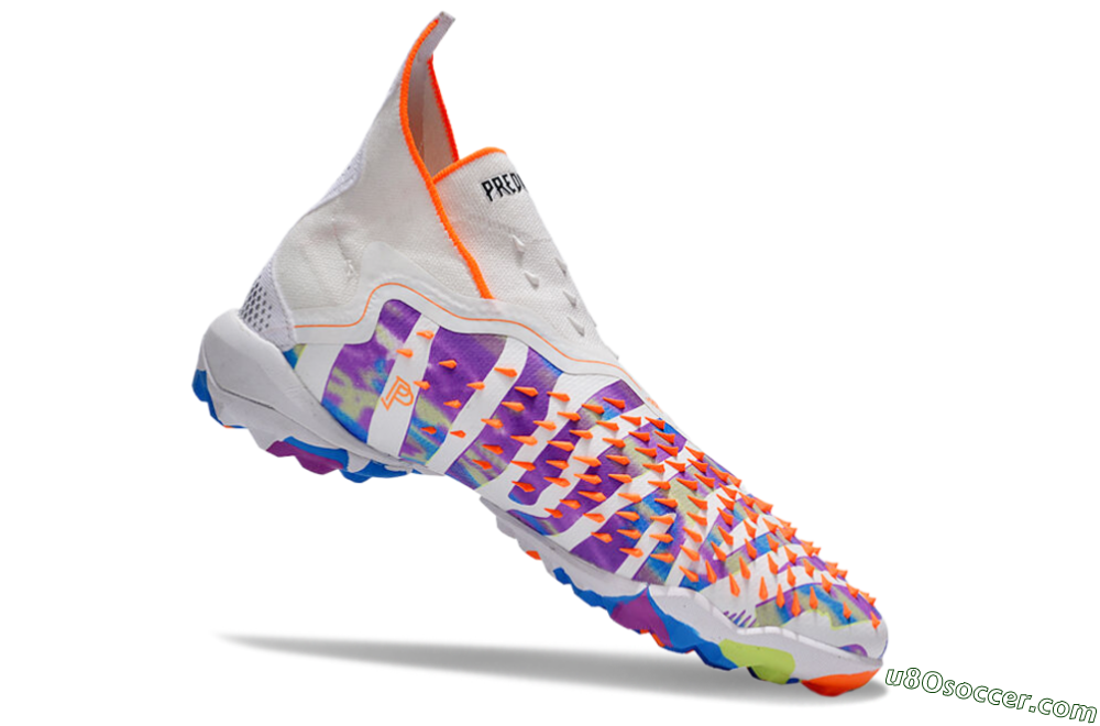 Adidas Predator Freak+ TF Artificial Turf Soccer Shoes - White/Orange/Blue/Purple 4