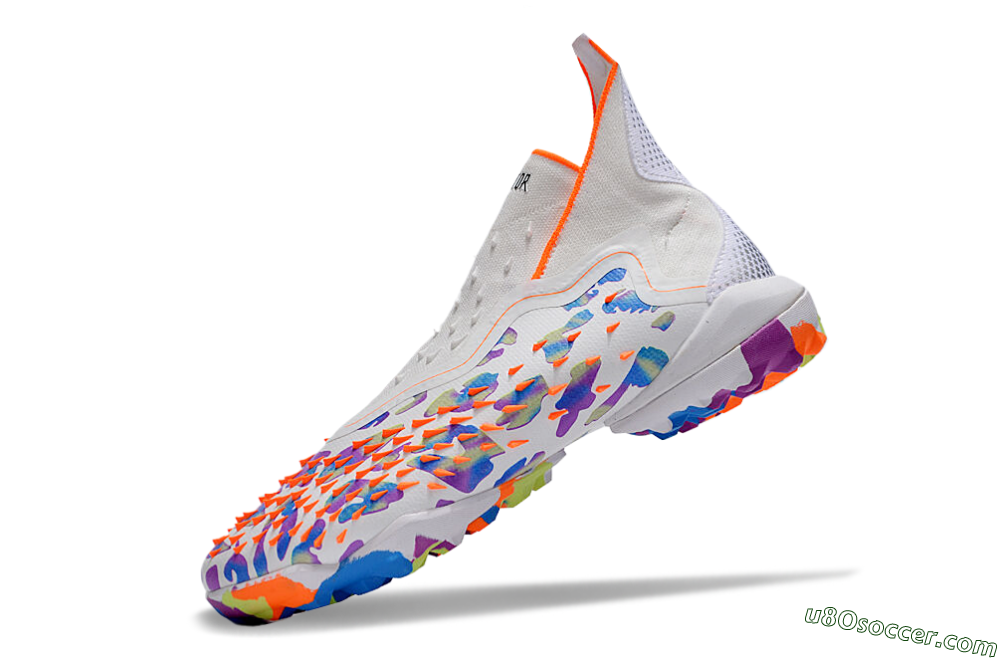 Adidas Predator Freak+ TF Artificial Turf Soccer Shoes - White/Orange/Blue/Purple 5