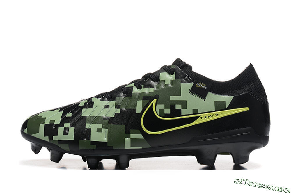 Nike Tiempo Legend 10 Elite FG Firm Ground Soccer Cleats - Black/Camo/Yellow 2