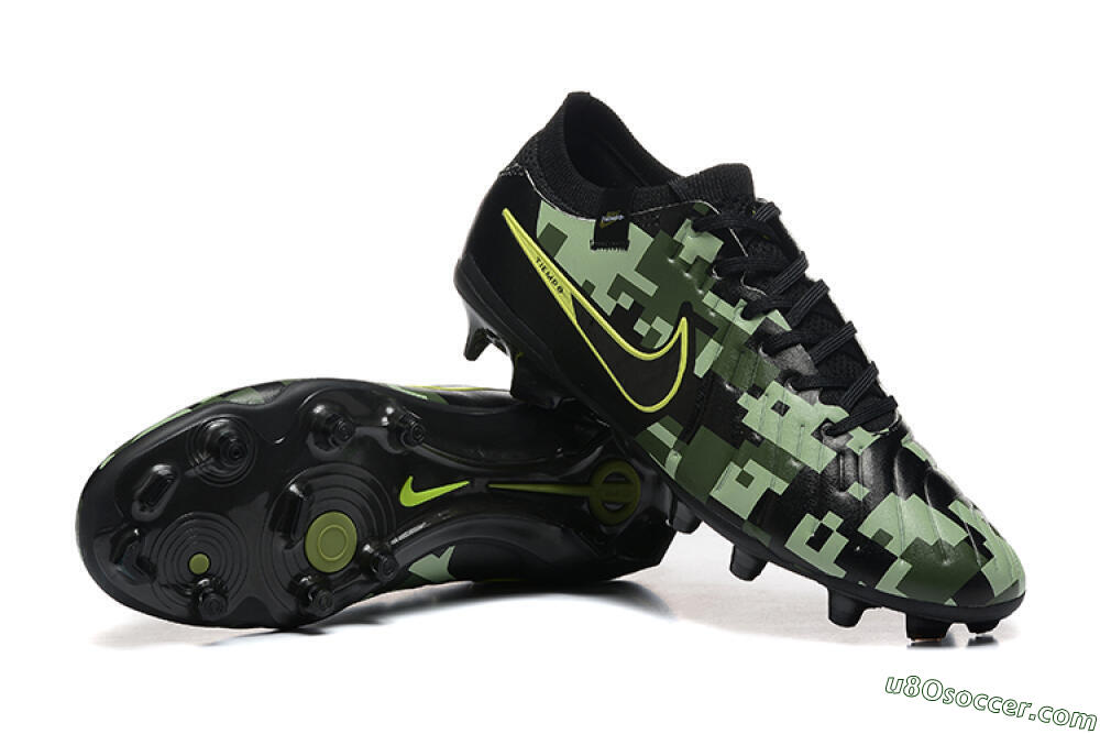 Nike Tiempo Legend 10 Elite FG Firm Ground Soccer Cleats - Black/Camo/Yellow 4